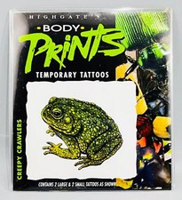 Highgate Body Prints Temporary Tattoos Creepy Crawlers Frog Toad Sealed New