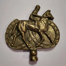 Vintage Equestrian Horse Rider Solid Brass Lamp Finial Decorative Topper Western
