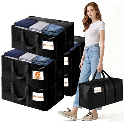 Extra Large Storage Bags Moving Bags Heavy Duty with Zipper Handles, 6 Pack C...