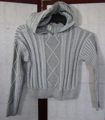 NIB There Abouts Silver Threaded Pullover Hoodie Sweater Youth S 7-8 Years