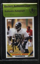 BAS 1993 Topps Natrone Means #243 Beckett Auth Sticker Auto 3c7
