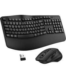 MK399 Wireless Keyboard and Mouse combo 2.4G Black Ergonomic Design New Open Box
