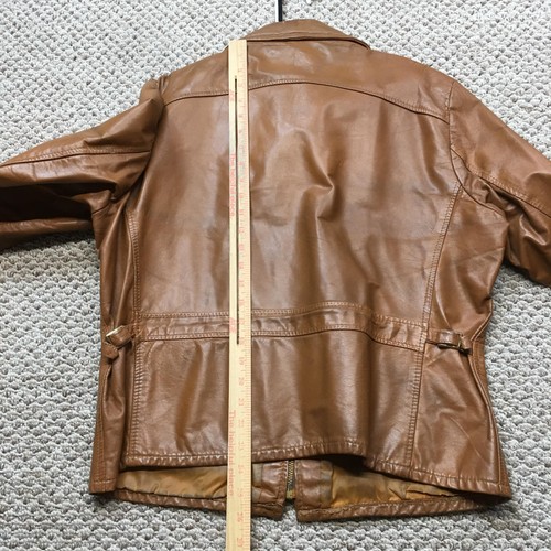 Vintage Sears Leather Shop Jacket Mens 44 Brown Zip Western Four Pocket 70s USA - Picture 10 of 13
