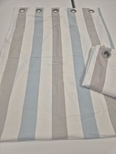 Modern Dunelm used eyelet curtains 66x55 in natural/blue/beige stripes