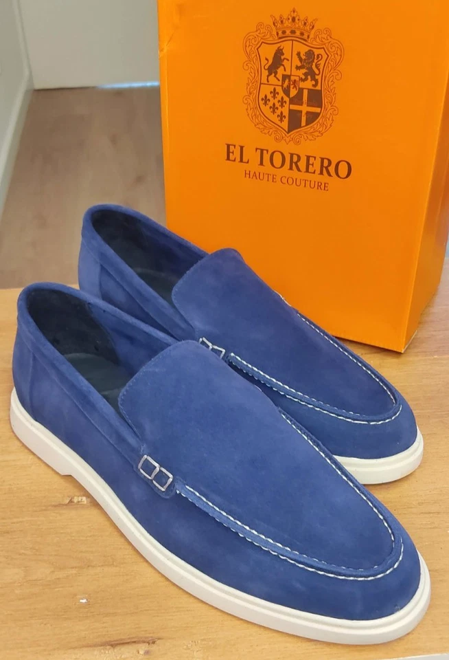 Mocassins décontractés El Torero bleu bic en daim chaussures femme cuir... - Photo 4/4
