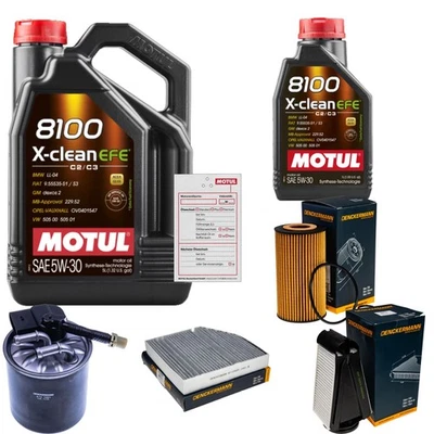 DENCKERMANN, MOTUL Inspektionspaket 6L MOTUL 8100 X-CLEAN EFE 5W-30 für Mercedes C-Klasse