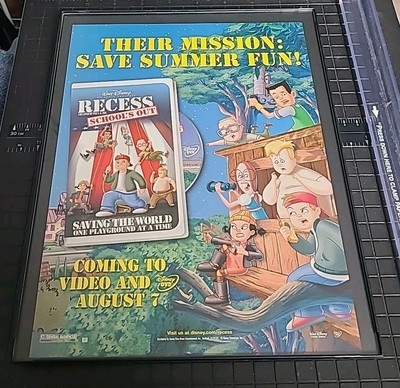 Recess School's Out Walt Disney Vintage Framed Print 2001 8.5X11 