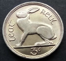 Ireland 1968 | Irish 3d | Three Pence | Hare | KM.12a | UNC
