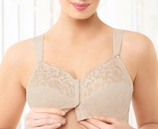 LAST ONES NEW-Sealed GLAMORISE Bra 46i FRONT-CLOSE WIDE-STRAPS Nude T-Back