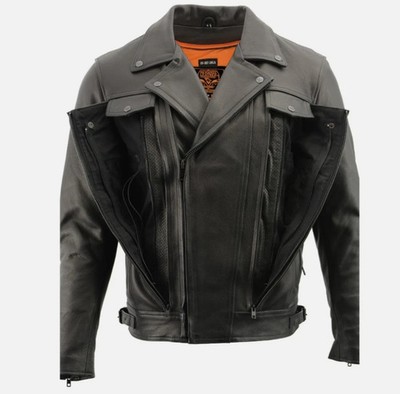Milwaukee Leather Men's Brown Dual Utility Pocket Vented Leather Jackets MLM1520