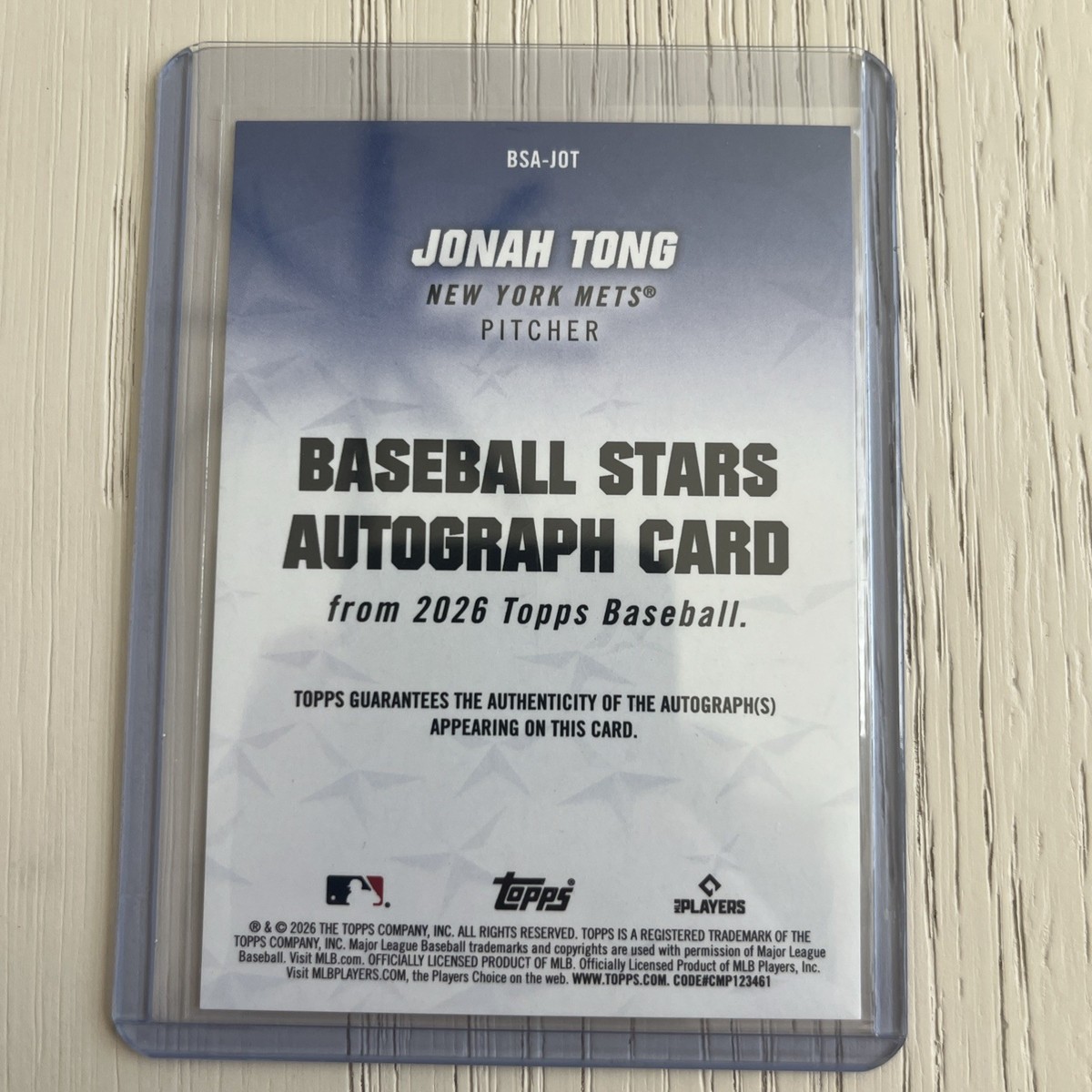 Jonah Tong RC 2026 Topps - Baseball Stars Autographs - Mets | eBay