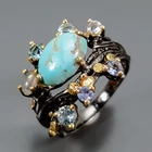 Fashion jewelry Natural Turquoise Ring 925 Sterling Silver Size 7 /R471755