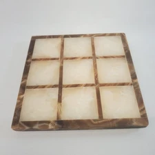 VTG Onyx Stoneware Square Trivet Hot Plate 7" Checkered Marble