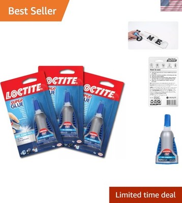 Super Glue Gel Control 0.14 oz Pack of 3 - No Drip for Max Precision Repairs
