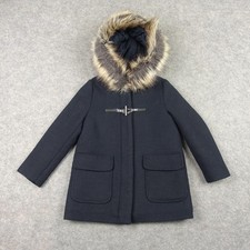 Zara Kids Coat Girls Size 7 Navy Blue Hooded ...