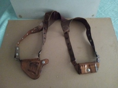 Vintage Cobra Gun skin Leather Shoulder Holster & w/h Ammo Pouch Adjustable