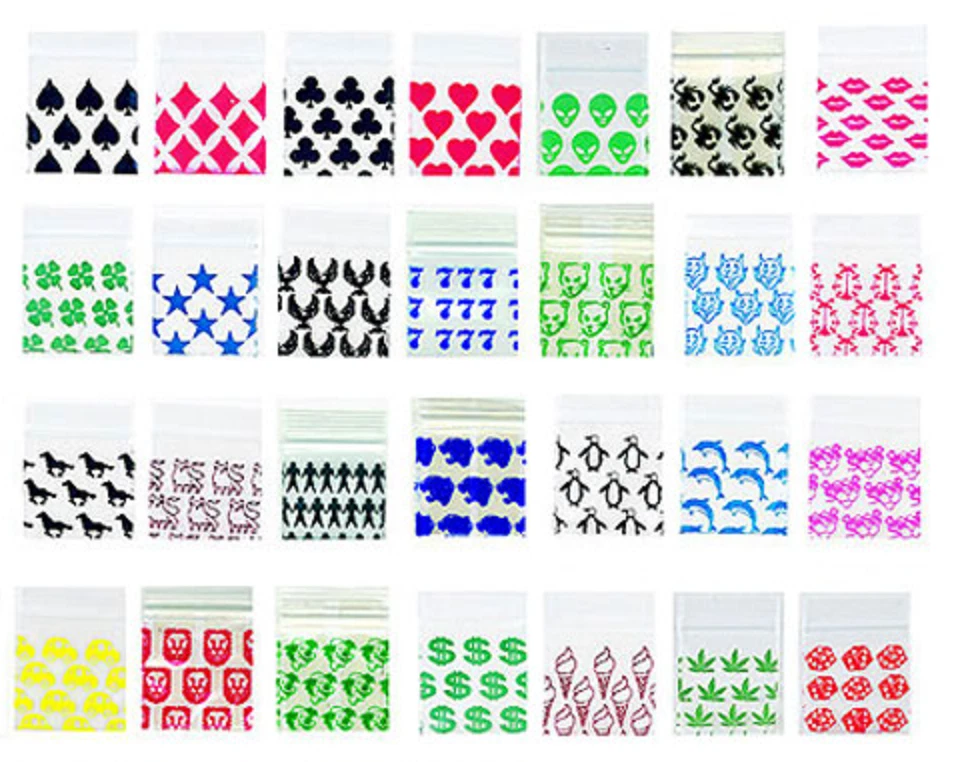 1000 pcs APPLE BULK DIME BAGS 1.5" x 1.5" PREMIUM PATTERNS! 10 STYLES x 100pc - Image 3 of 4
