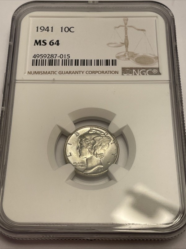 1941 Mercury Dime NGC MS 64
