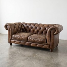 John Lewis Earle Two Seater Tan Brown Leather Halo Sofa
