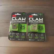 3M CLAW Drywall Picture Hanger Holds 25 Lbs 2 Packs of 1 NEW