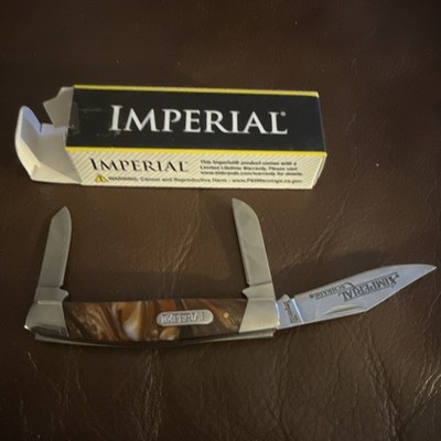 Imperial IMP15S Brown Plastic Handle 3-Blade Pocketknife Stainless Steel