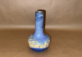 Pigeon Forge Pottery Antique Early Crystalline Blue Yellow Vase Doug Ferguson