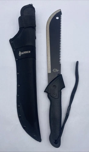 Gerber Gator Machete Jr 10.75 " Carbon Steel Blade Gator Grip Handle & Sheath  
