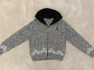 Louis Vuitton x Nigo Mens Wool Jacket Light Gray Size M Zippered Knitted Blouson