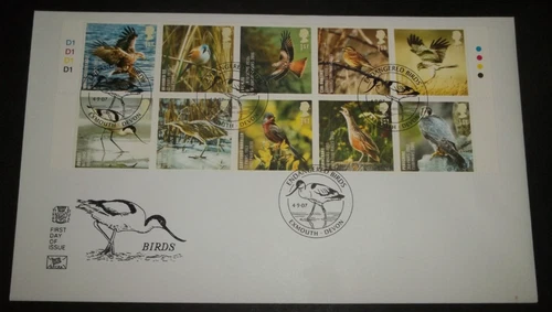 2007 BIRDS STUART FIRST DAY COVER - FDI ENDANGERED BIRDS, EXMOUTH DEVON