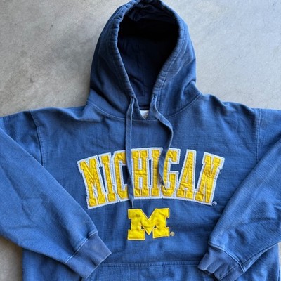 E5 Sports Michigan Wolverines Hoodie Navy Blue Spellout Block M Logo XL