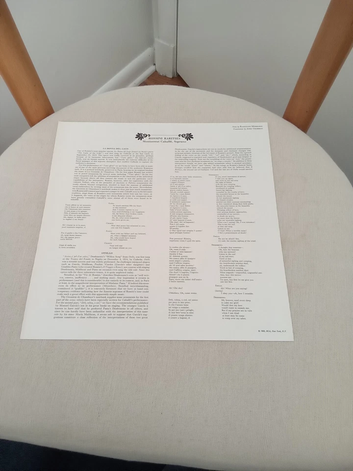 CABALLE - ROSSINI RARITIES RCA VICTOR RED SEAL STEREO DEEP GROOVE LP - Image 4 of 4