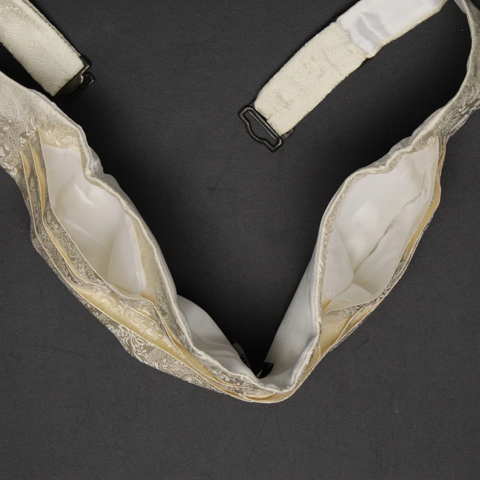 Gladson Para Hombres Pajarita de Seda Cummerbund Caja Set Marfil Paisley Tejido Boda Formal Foto 4 de 4