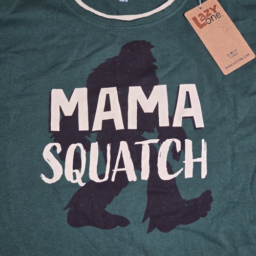 NEW Lazy One Women's PJ Tee Shirt "Mama Squatch" Green Bigfoot Size M Pajama NWT - Picture 5 of 7