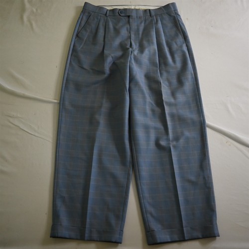 Vittorio St Angelo 44L 38x30 Blue Plaid 3 Piece Mens Vest Jacket Pants Suit - Picture 8 of 12