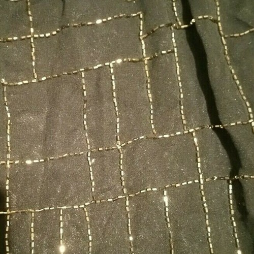 TD True Decadence Tall Plunge Front Black Jumpsuit with Gold Beads - Size 8 - Picture 3 of 3