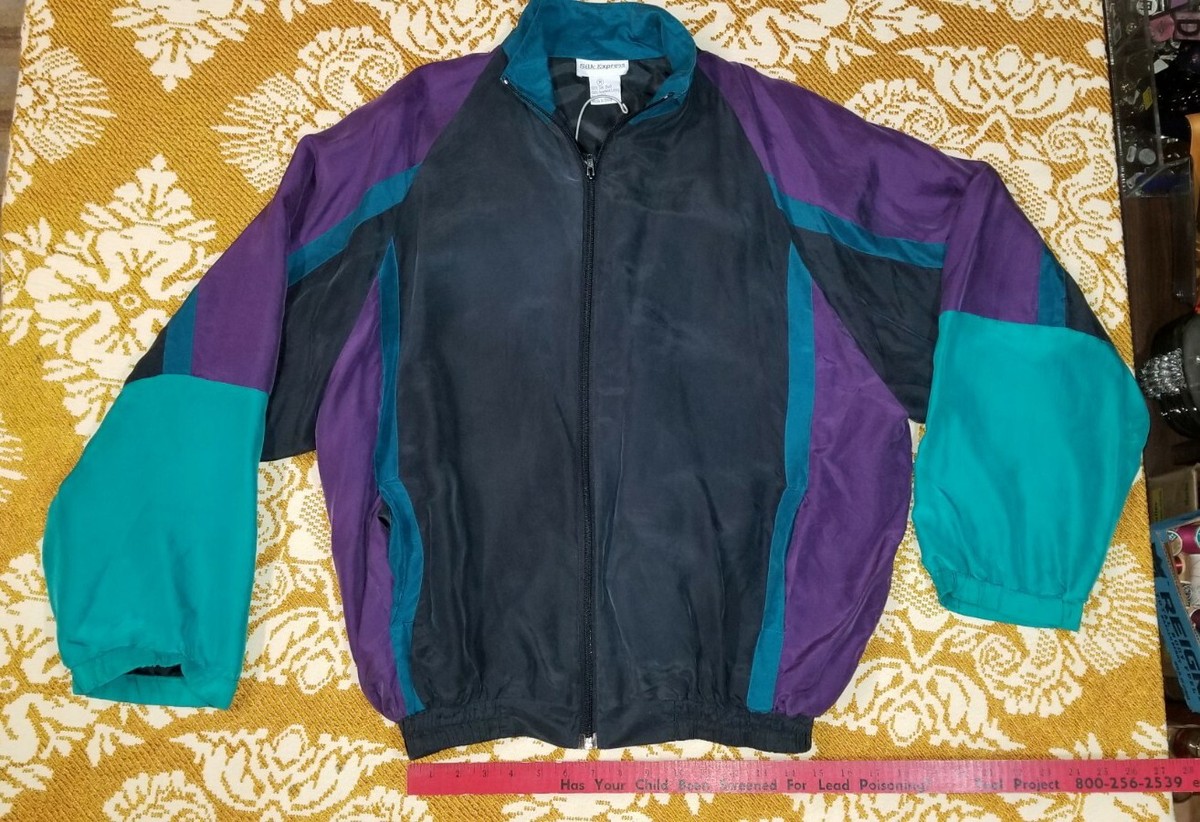 ジャケット・アウター BOX 1980's 100% Silk Express Windbreaker Jacket Men's Med Multi Color