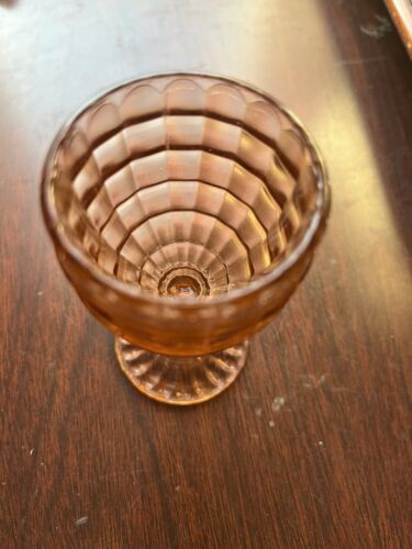 Block Optic Pink Depression Glass 4.5 Inch Wine By Hocking Glass 1929 - Picture 2 of 3