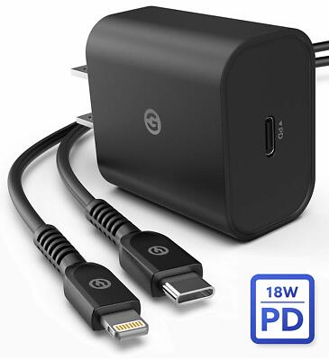 iPad Charger Apple MFi Certified Lightning Cable w/ 18W Fast Charging Adapter