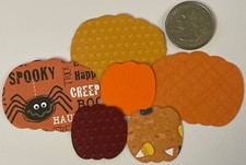 PUMPKIN Die-Cut 6pc Shades of Orange  Patterned  Garden  Fall  Thanksgiving  Autumn  