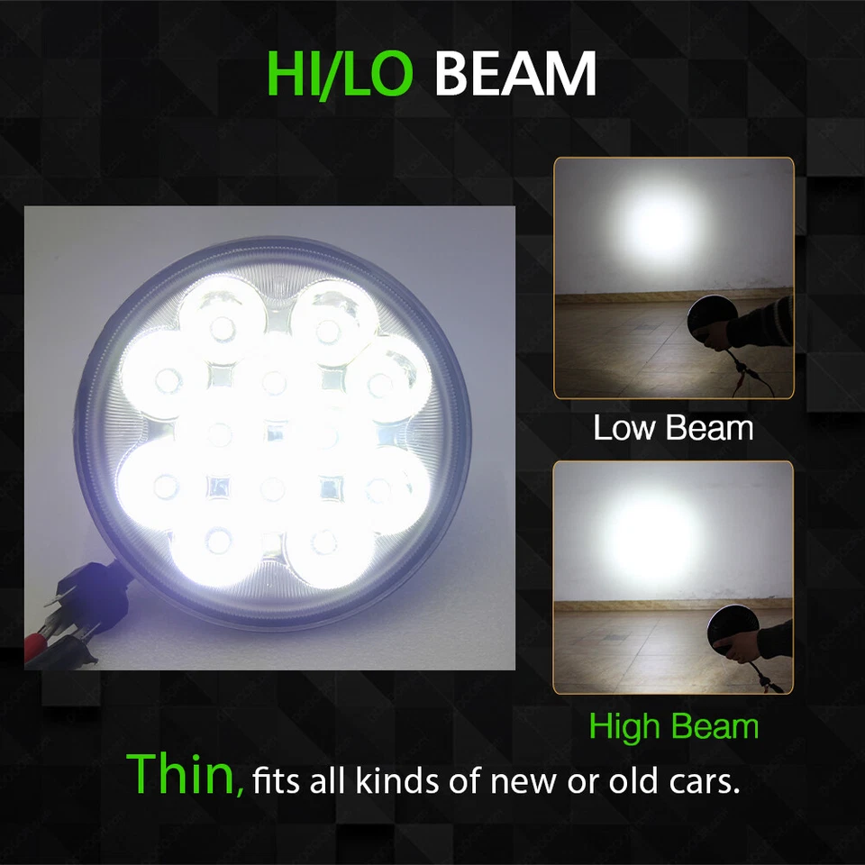 4 peças 5,75" 5-3/4" faróis de LED redondos Hi/Lo para GMC C15/C1500 Suburban Chevy - Imagem 2 de 4