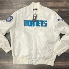 Men’s 3X White Satin Pro Standard Authentic Charlotte Hornets Jacket