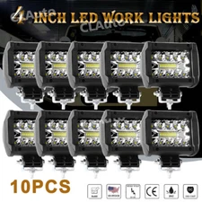 10x 4Inch LED Cube Pods Work Light Bar Tri-row Driving Fog Offroad ATV UTV 4WD
