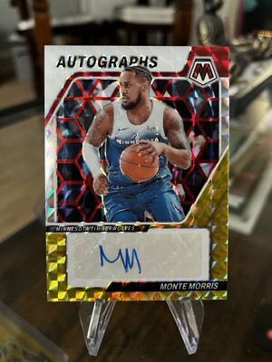 2023-24 Panini Mosaic Auto Monte Morris Yellow Prizm Autographs #AM-MOS