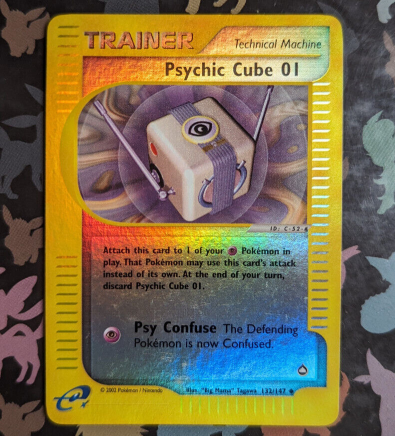 Psychic Cube 01 132/147 Reverse Holo Aquapolis Base Set WOTC Pokemon Card NM/Exc