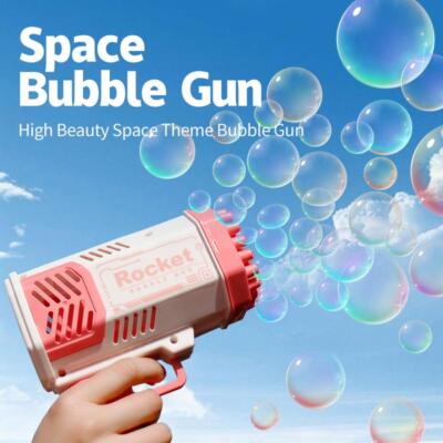 Space Seifenblasenpistole Elektrische Seifenblasenmaschine mit 40 Löchern für Kinder Spaß
