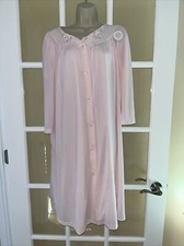 New PINK w/EMBROIDERY MISS ELAINE NIGHTGOWN ROBE PEIGNOIR SET SMALL