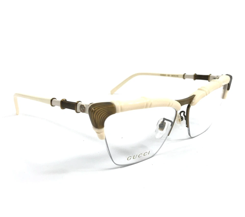 Monturas de gafas Gucci GG0660O 002 marfil dorado antiguo ojo de gato bambú 58-15-140 Foto 2 de 4