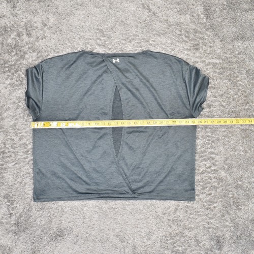 Under Armour Loose Heatgear T Shirt Short Sleeve Striped Polyester Gray Size 2XL - Picture 4 of 8