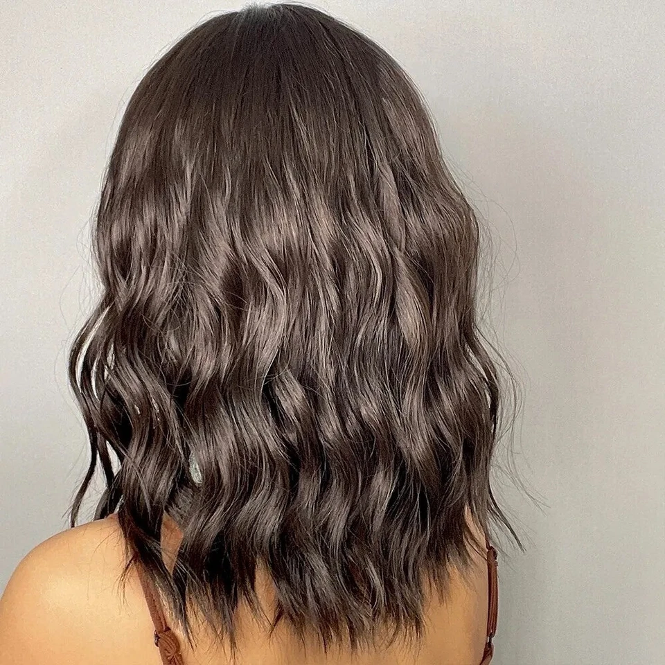 Pelucas Bob cortas onduladas para mujer pelucas de cabello sintético natural con flequillo cosplay ✅ Foto 4 de 4