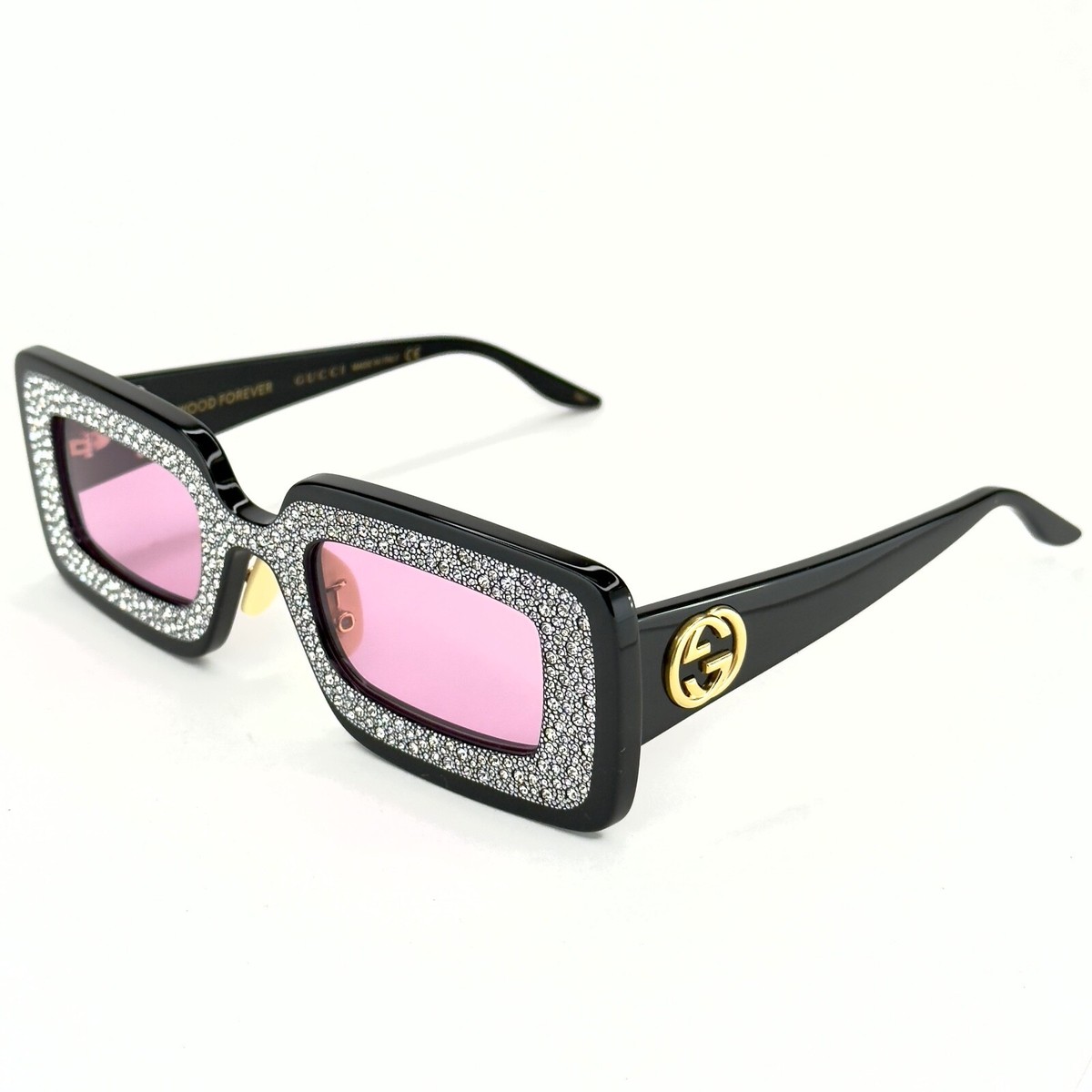 花 グッチ GUCCI サングラス GUCCI Gg0974S Hollywood Forever 0974 Black Pink Crystal Runway 001